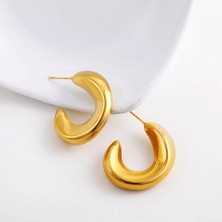 Rahshine Asimetrik Tasarım C Küpe | 14K Altın Kaplama Çelik C Küpe