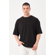 Owut Collection Erkek Bisiklet Yaka Smile Baskı Detaylı Oversize T-Shirt