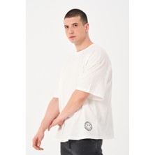 Owut Collection Erkek Bisiklet Yaka Smile Baskı Detaylı Oversize T-Shirt