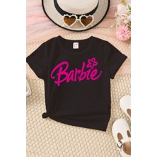 Great Peak Est 2021 Kız Çocuk Pamuk Çiçekli Barbie Çocuk T-Shirt