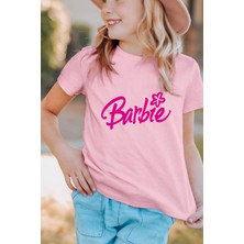 Great Peak Est 2021 Kız Çocuk Pamuk Çiçekli Barbie Çocuk T-Shirt