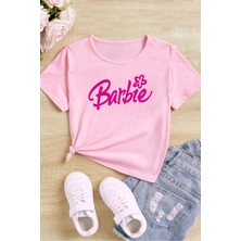 Great Peak Est 2021 Kız Çocuk Pamuk Çiçekli Barbie Çocuk T-Shirt