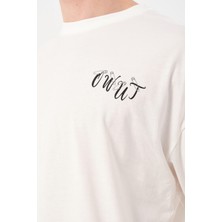 Owut Collection Erkek  Bisiklet Yaka Göğüs Baskı Detaylı Oversize T-Shirt