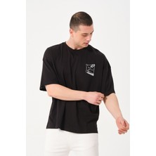 Owut Collection Erkek Bisiklet Yaka Göğüs Baskı Detaylı Oversize T-Shirt