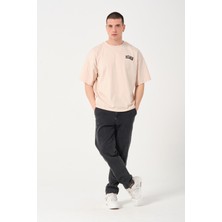 Owut Collection Erkek Bisiklet Yaka Baskı Detaylı Oversize T-Shirt