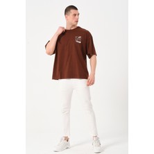 Owut Collection Erkek Bisiklet Yaka Göğüs Baskı Detaylı Oversize T-Shirt