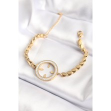 Reka Moda 316L Çelik Gold Renk Arpa Zincirli Çeyrek Koyulabilir Kadın Bileklik