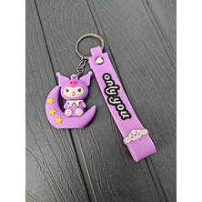 Tükkan Accessories Ay Üstünde Oturan Anime Anahtarlık Mor Ay Kuromi Sanrio Karakter Anahtarlık Çanta ve Cüzdan SÜSÜ-ANAHTARLIK68