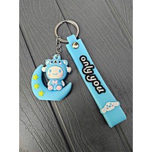 Tükkan Accessories Ay Üstünde Oturan Anime Anahtarlık Mavi Ay Kuromi Sanrio Karakter Anahtarlık Çanta ve Cüzdan SÜSÜ-ANAHTARLIK55