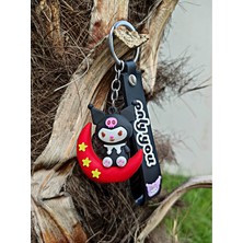 Tükkan Accessories Ay Üstünde Oturan Anime Kırmızı Ay Siyah Kuromi Sanrio Karakter Anahtarlık Çanta ve Cüzdan SÜSÜ-ANAHTARLIK51