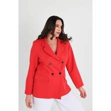 Koza Kadın Astarlı Büyük Beden Blazer Ceket 0101-1