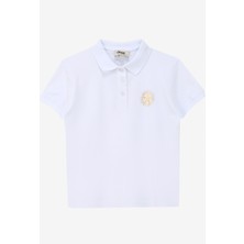 Jeep Ekru Kız Çocuk Polo Yaka Relaxed Baskılı T-Shirt C4SG-TST4119