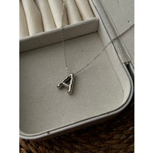 NV Jewellery Çelik Silver Gümüş Renk Balon A Harf Kolye