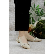 Mehmet Mete 01-901 Saten Fashion Arkası Açık Taşlı Kadın Babet