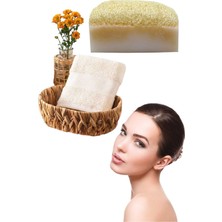 Nadom 2li Set %100 Doğal Kabak Lifli Eşek Sütü Beyazlatıcı Sabun El Yüz Kurulama Havlu