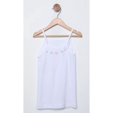 Tutku 6'lı Yaka Nakış Işlemeli %100 Pamuk Penye Ip Askılı Kız Çocuk Atlet