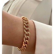Rahshine Beyaz Zirkon Taşlı Xuping Gurmet Zincir Bileklik Rosegold | Vıp Seri Rodyum Bileklik