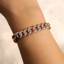 Rahshine Beyaz Zirkon Taşlı Xuping Gurmet Zincir Bileklik Rosegold | Vıp Seri Rodyum Bileklik