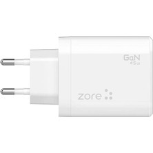 ZORE Gan Tech 45W Hızlı Şarj Akım Koruma Seyahat Şarj Başlığı