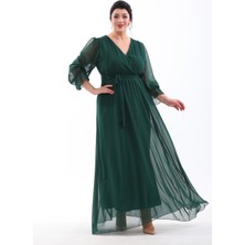 Işıltı Abiye Lastikli Uzun Boy Büyük Beden Abiye Elbise 3085