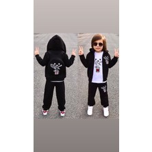Mavi Boncuk Kids Taraftar Çantalı Eşofman Takımı Siyah
