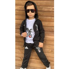 Mavi Boncuk Kids Taraftar Çantalı Eşofman Takımı Siyah