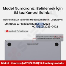 Sneezy MacBook Air 13.6 Inç Kılıf Dayanıklı Koruyucu Şeffaf Plastik Sert Kılıf