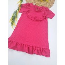 Bonboner Kids Kız Çocuk Elbise Bebe Yakalı Yazlık Turuncu Pembe Renk Seçenekleri