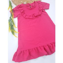 Bonboner Kids Kız Çocuk Elbise Bebe Yakalı Yazlık Turuncu Pembe Renk Seçenekleri