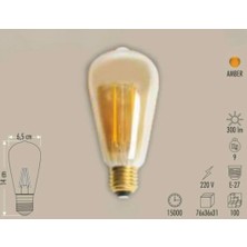 Linway Rustik LED Ampul Dimmerli Uzun Fılament Sari 6W (3 Adet)