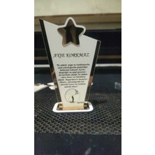 Zeyalazer Yıldızlı Pleksi ve Ahşap Plaket Isme Özel