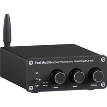 Fosi Audio BT20A Bluetooth 5.0 Stereo Ses 2 Kanal Amplifikatör Alıcı Mini Hi-Fi Sınıf D Ev Hoparlörleri Için Entegre Amp 2.0 Ch Bas ve Tiz Kontrollü - Güç Kaynağı ile