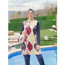 Camelya Fashion Fashion fashion Tesettür Mayo Dört Parça Çantalı Takım