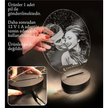 Zeyalazer Sevgiliye Hediye Kişiye Özel Oval Fotoğraflı 3D Model LED Gece Lamba