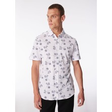 Lee Cooper Karse Erkek %100 Pamuk Kisa Kol Örme Gömlek Beyaz