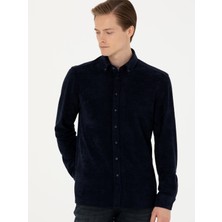 Cacharel Erkek Lacivert Regular Fit Uzun Kollu Kadife Gömlek 50276943-VR033