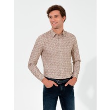 Cacharel Erkek Haki Slim Fit Uzun Kollu Gömlek 50255589-VR027