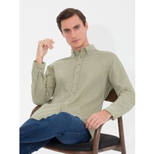 Cacharel Erkek Su Yeşili Slim Fit Uzun Kollu Gömlek 50257239-VR048
