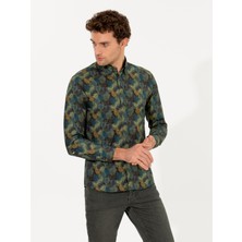 Cacharel Erkek Haki Slim Fit Uzun Kollu Gömlek 50255621-VR027