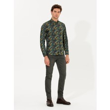 Cacharel Erkek Haki Slim Fit Uzun Kollu Gömlek 50255621-VR027