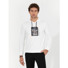 Cacharel Beyaz Pamuk Karışımlı Kapüşonlu Baskılı Sweatshirt 50256334 VR013