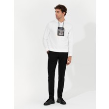 Cacharel Erkek Beyaz Pamuk Karışımlı Kapüşonlu Baskılı Sweatshirt 50256334-VR013