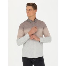 Cacharel Erkek Kahverengi Slim Fit Uzun Kollu Gömlek 50272878-VR029