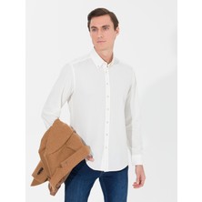 Cacharel Erkek Ekru Slim Fit Uzun Kollu Gömlek 50262889-VR019