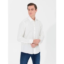 Cacharel Erkek Ekru Slim Fit Uzun Kollu Gömlek 50262889-VR019