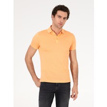Cacharel Erkek Turuncu Polo Yaka Slim Fit Basic Merserize T-shirt 50265364-VR181