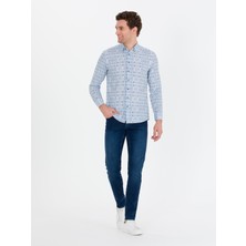Cacharel Erkek İndigo Slim Fit Uzun Kollu Gömlek 50265455-VR028