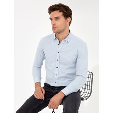 Cacharel Erkek Açık Mavi Slim Fit Uzun Kollu Gömlek 50256919-VR003