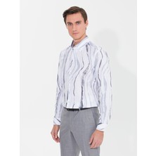 Cacharel Erkek Gri Slim Fit Uzun Kollu Gömlek 50265587-VR024