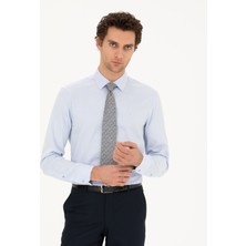 Cacharel Erkek Açık Mavi Slim Fit Pamuk Klasik Gömlek 50292439-VR003